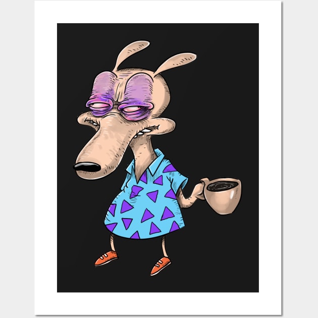 Rocko Before Coffee Wall Art by idrawcartoons